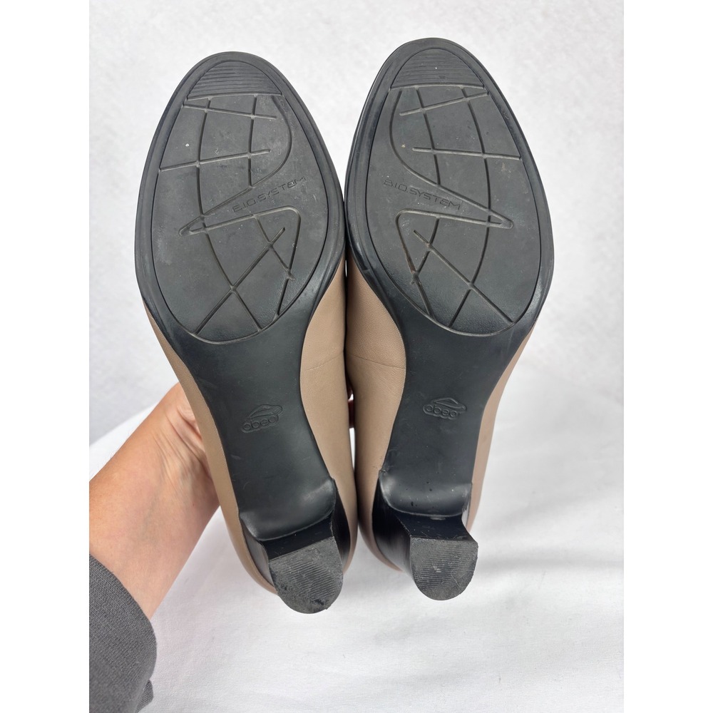 ABEO B.I.O. System Loafer Pumps 9.5N Taupe Leather Block Heel Comfort - Picture 5 of 5